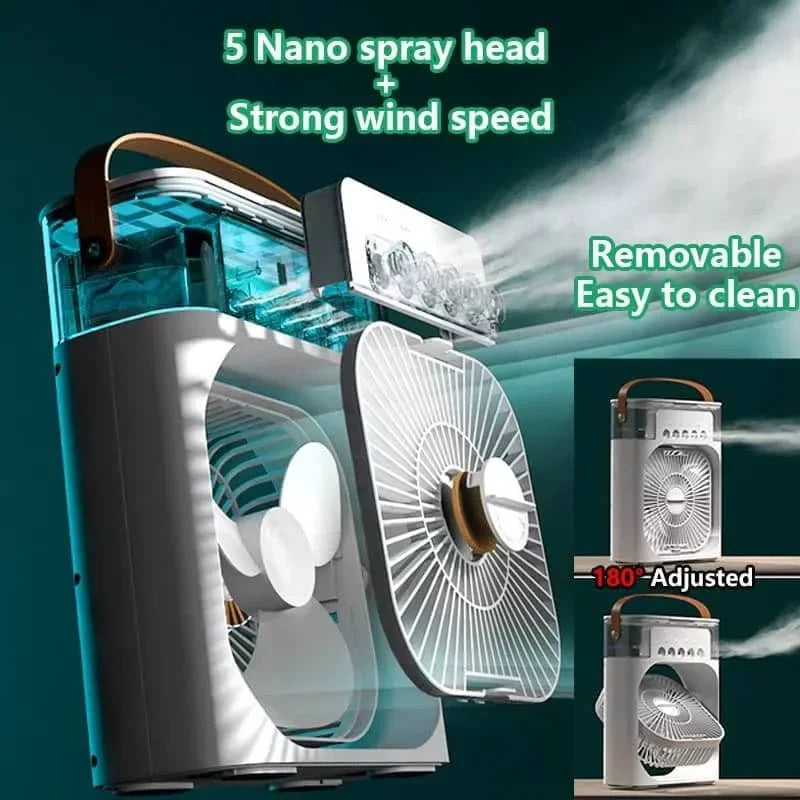 Portable Fan Air Conditioners USB Electric Fan LED Night Light Water Mist Fun 3 In 1 Air Cooler Humidifie For Home